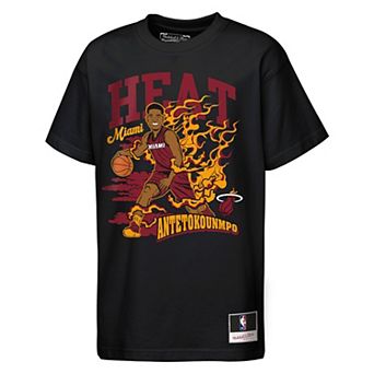 Youth Mitchell & Ness Giannis Antetokounmpo Black Miami Heat Fired Up T-Shirt