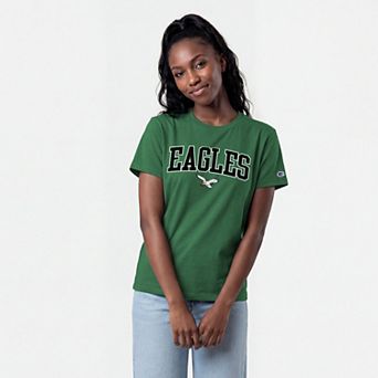 Women's Champion Kelly Green Philadelphia Eagles Arched Over Throwback Logo T-Shirt