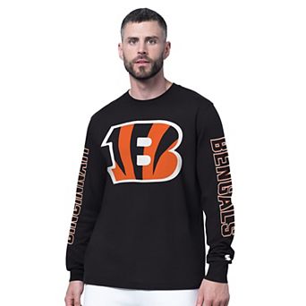 Men's Starter Black Cincinnati Bengals Clutch Hit II Long-Sleeve T-Shirt