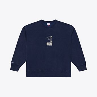 Men's Mitchell & Ness Navy Indianapolis Colts Core Essentials Micro Logo Fleece Sweatshirt