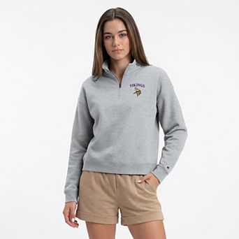 Women's Champion Heather Gray Minnesota Vikings Powerblend Quarter-Zip Sweatshirt