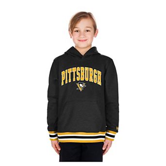 Youth New Era Black Pittsburgh Penguins Knit Trim Pullover Hoodie