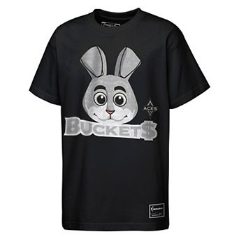 Youth Mitchell & Ness Black Las Vegas Aces Mascot Big Face Heavyweight T-Shirt