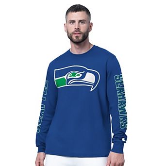Men's Starter Royal Seattle Seahawks Clutch Hit II Vintage Logo Long-Sleeve T-Shirt