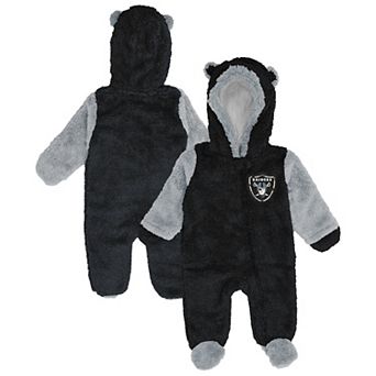 Newborn Outerstuff Black Las Vegas Raiders Teddy Fleece Bunting Full-Zip Sleeper