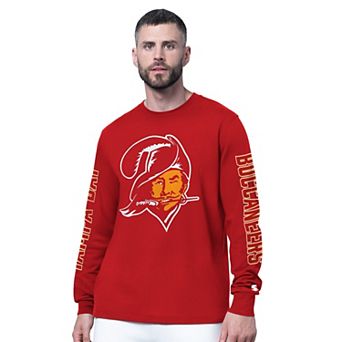 Men's Starter Red Tampa Bay Buccaneers Clutch Hit II Vintage Logo Long-Sleeve T-Shirt