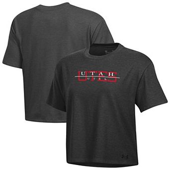 Women's Under Armour Heather Black Utah Utes Boxy Icon T-Shirt