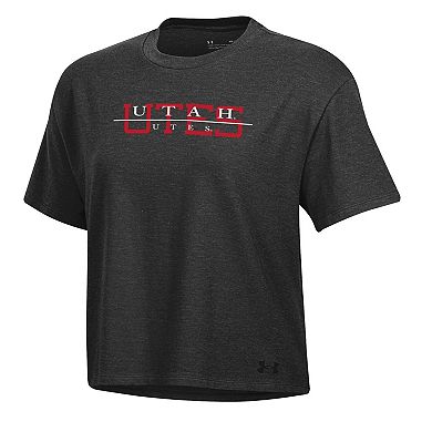 Women's Under Armour Heather Black Utah Utes Boxy Icon T-Shirt