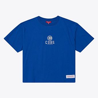 Women's Mitchell & Ness Royal Chicago Cubs Core Essentials Boxy Crop T-Shirt