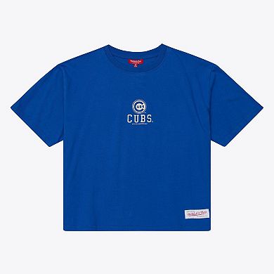 Women's Mitchell & Ness Royal Chicago Cubs Core Essentials Boxy Crop T-Shirt