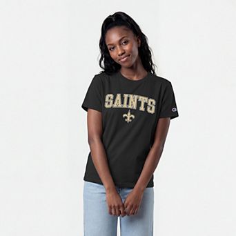 Women's Champion Black New Orleans Saints Arched Over Logo T-Shirt