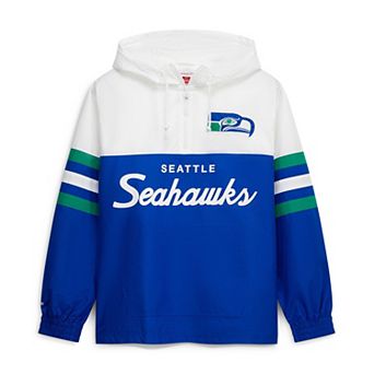 Men's Mitchell & Ness Royal Seattle Seahawks Head Coach Anorak Quarter-Zip Windbreaker Jacket