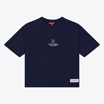 Women's Mitchell & Ness Navy Detroit Tigers Core Essentials Boxy Crop T-Shirt