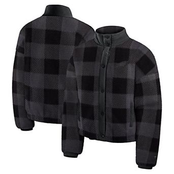 Women's Fanatics Black Philadelphia Eagles Plaid Fleece Full-Zip Jacket