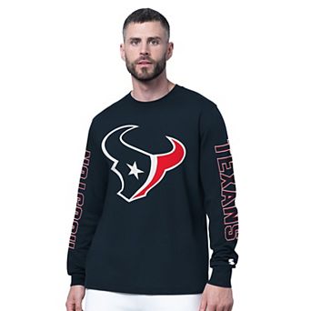 Men's Starter Navy Houston Texans Clutch Hit II Long-Sleeve T-Shirt