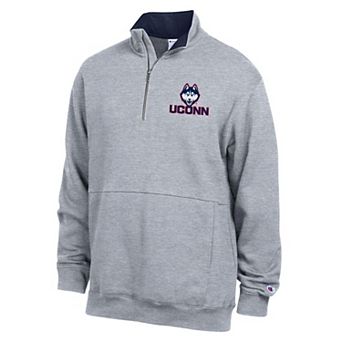 Men's Champion Heather Gray UConn Huskies Fleece Quarter-Zip Pullover