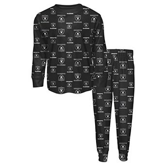 Preschool Outerstuff Black Las Vegas Raiders All-Over-Print Long Sleeve T-Shirt and Pants Sleep Set