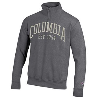 Men's Champion Heather Gray Columbia University Established Date Quarter-Zip Pullover