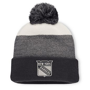 Men's Fanatics Black/Light Beige New York Rangers Monochrome Cuffed Knit Hat with Pom
