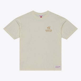 Men's Mitchell & Ness Cream New Orleans Saints Core Essentials Micro Logo T-Shirt