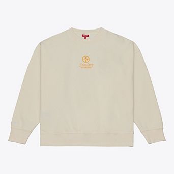 Women's Mitchell & Ness Cream Pittsburgh Steelers Core Essentials Micro Logo Fleece Sweatshirt