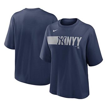 Women's Nike Navy New York Yankees Knockout Boxy T-Shirt