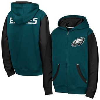 Youth Outerstuff Midnight Green Philadelphia Eagles Stadium Colorblock Full-Zip Hoodie