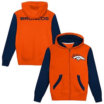 Toddler Outerstuff Orange/College Navy Denver Broncos Stadium Colorblock Full-Zip Hoodie