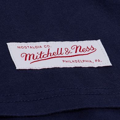 Women's Mitchell & Ness Navy Houston Texans Core Essentials Micro Logo Boxy Crop T-Shirt