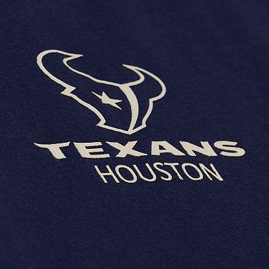 Women's Mitchell & Ness Navy Houston Texans Core Essentials Micro Logo Boxy Crop T-Shirt