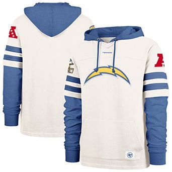 Men's '47 Cream Los Angeles Chargers Split Zone Cornerback Duo Lacer Hoodie