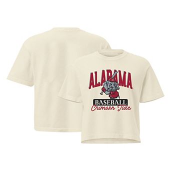 Women's Cream Alabama Crimson Tide Comfort Colors Baseball Mascot Cropped T-Shirt