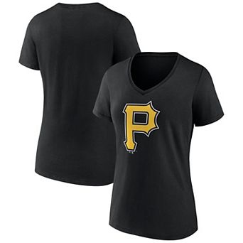 Women's Logo Athletic Black Pittsburgh Pirates Official Logo Athletic V-Neck T-Shirt
