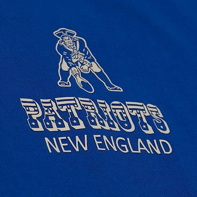 Women's Mitchell & Ness Royal New England Patriots Core Essentials Micro Logo Boxy Crop T-Shirt