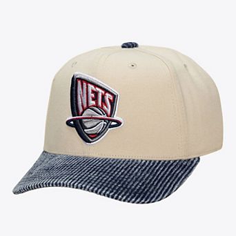 Men's Mitchell & Ness Cream/Blue New Jersey Nets Washed Corduroy Pro Crown Snapback Hat