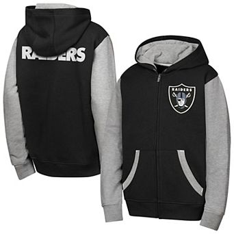 Youth Outerstuff Black Las Vegas Raiders Stadium Colorblock Full-Zip Hoodie