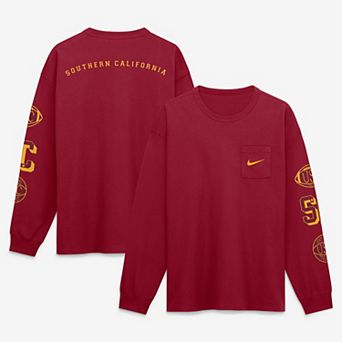 Men's Nike Cardinal USC Trojans Academic Long Sleeve Pocket T-Shirt
