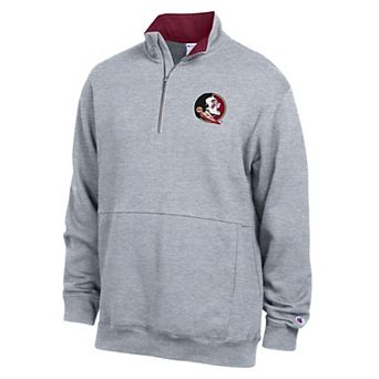 Men's Champion Heather Gray Florida State Seminoles Fleece Quarter-Zip Pullover