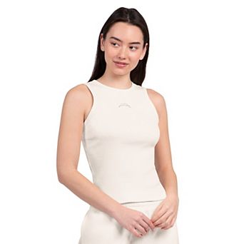 Women's Starter White Los Angeles Chargers Athleisure Cropped Tank Top