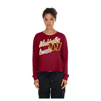 Women's New Era Burgundy Washington Commanders Cropped Oversized Long Sleeve T-Shirt