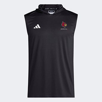 Men's adidas Black Louisville Cardinals D4T Sleeveless Hoodie