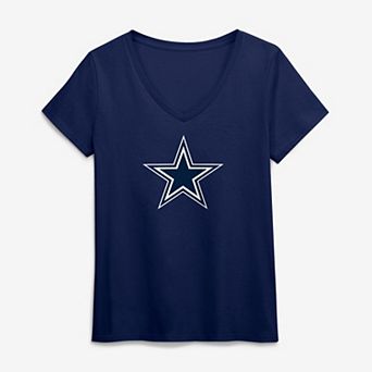 Women's Logo Athletic Navy Dallas Cowboys Primary Logo V-Neck T-Shirt