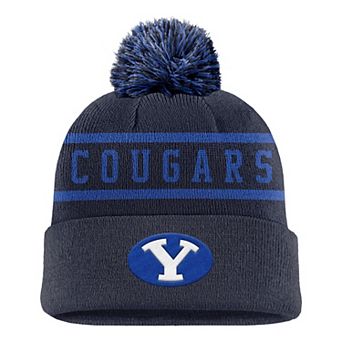 Men's Nike Navy BYU Cougars Peak Cuffed Knit Hat with Pom