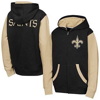Youth Outerstuff Black New Orleans Saints Stadium Colorblock Full-Zip Hoodie