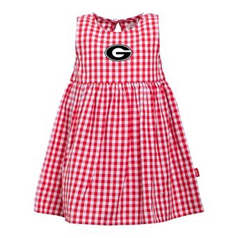 Girls Infant Garb Red Georgia Bulldogs Loren Gingham Dress