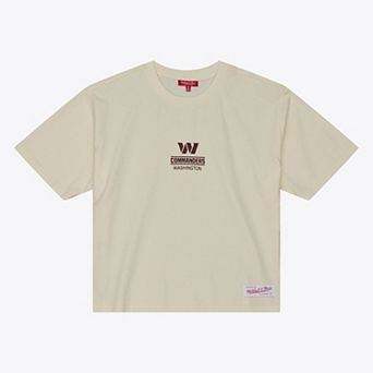 Women's Mitchell & Ness Cream Washington Commanders Core Essentials Micro Logo Boxy Crop T-Shirt