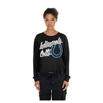 Women's New Era Black Indianapolis Colts Cropped Oversized Long Sleeve T-Shirt