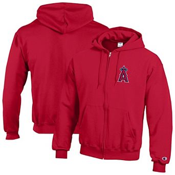 Men's Champion Red Los Angeles Angels Powerblend Full-Zip Hoodie