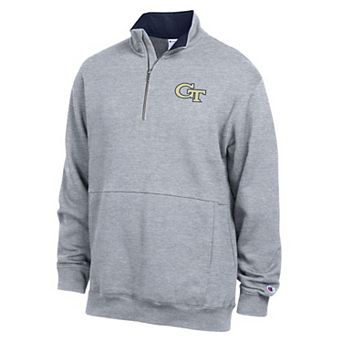 Men's Champion Heather Gray Georgia Tech Yellow Jackets Fleece Quarter-Zip Pullover