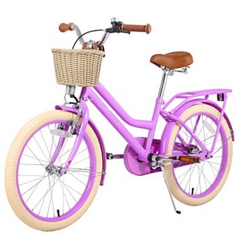 KWPZQEB 20 Inch Bike with Basket & Fully Enclosed Chain Guard for 7-10 Years Old Kids